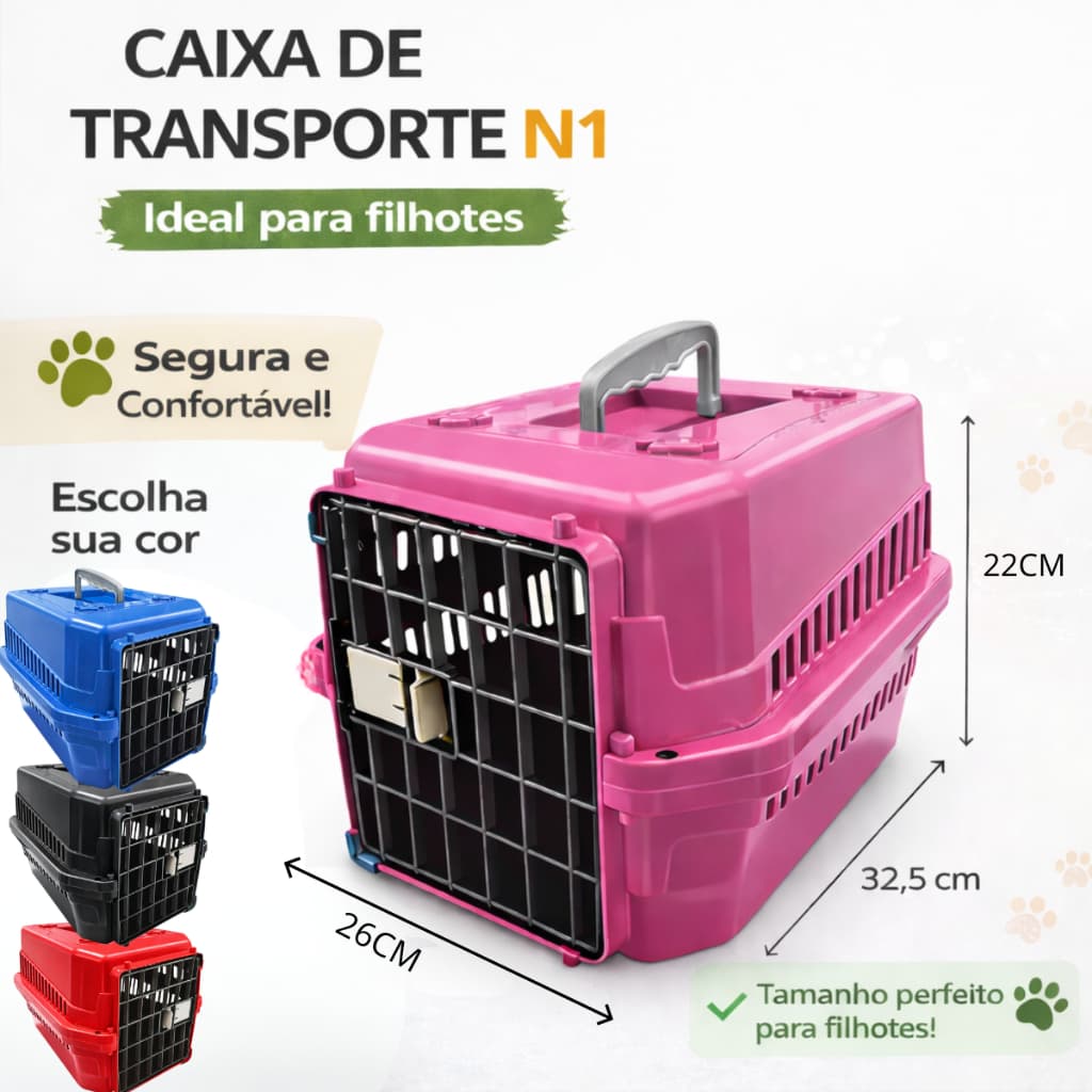 Caixa de Transporte N1 para Passeio ou Viagem Pet Gato Cachorro Coelho Aves Pequeno Porte Filhotes 5kg