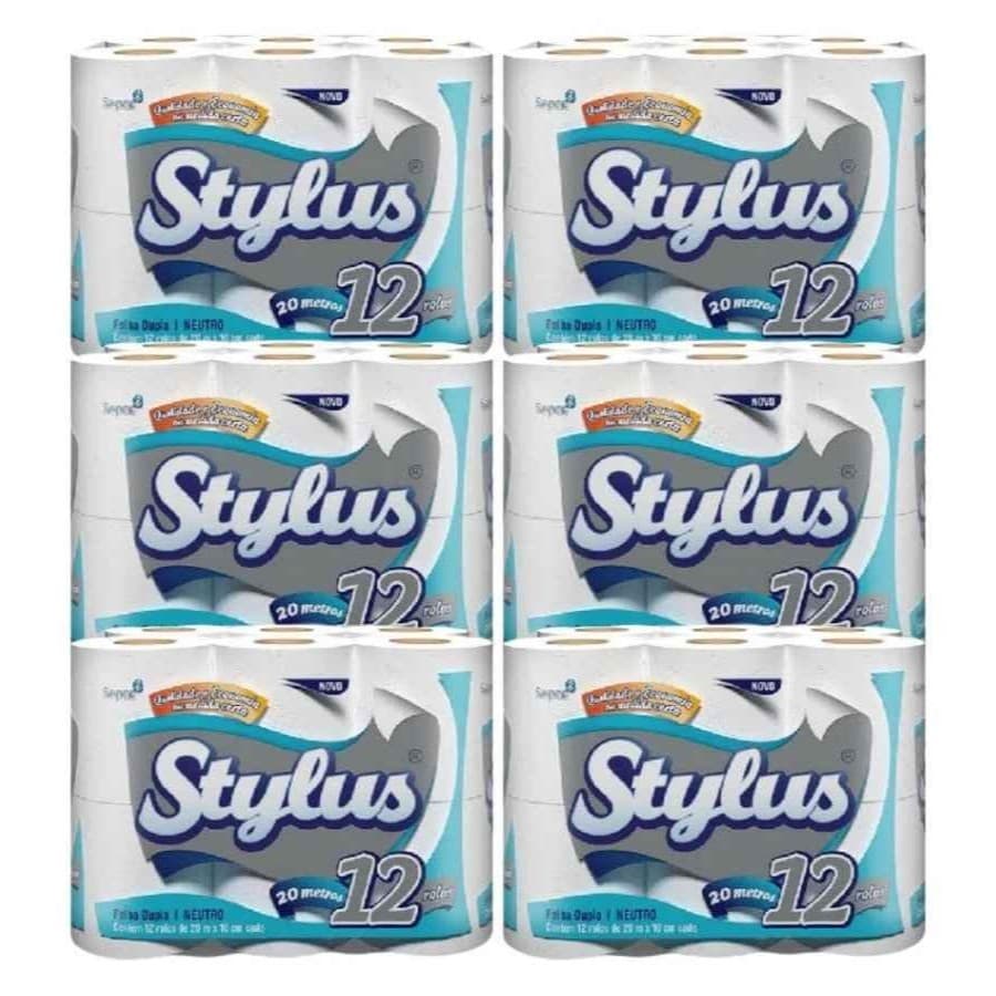 Fardo de Papel Higiênico Stylus - Folha Dupla (Atacado) com 6 Pacotes - Total de 72 rolos (20mx10cm)
