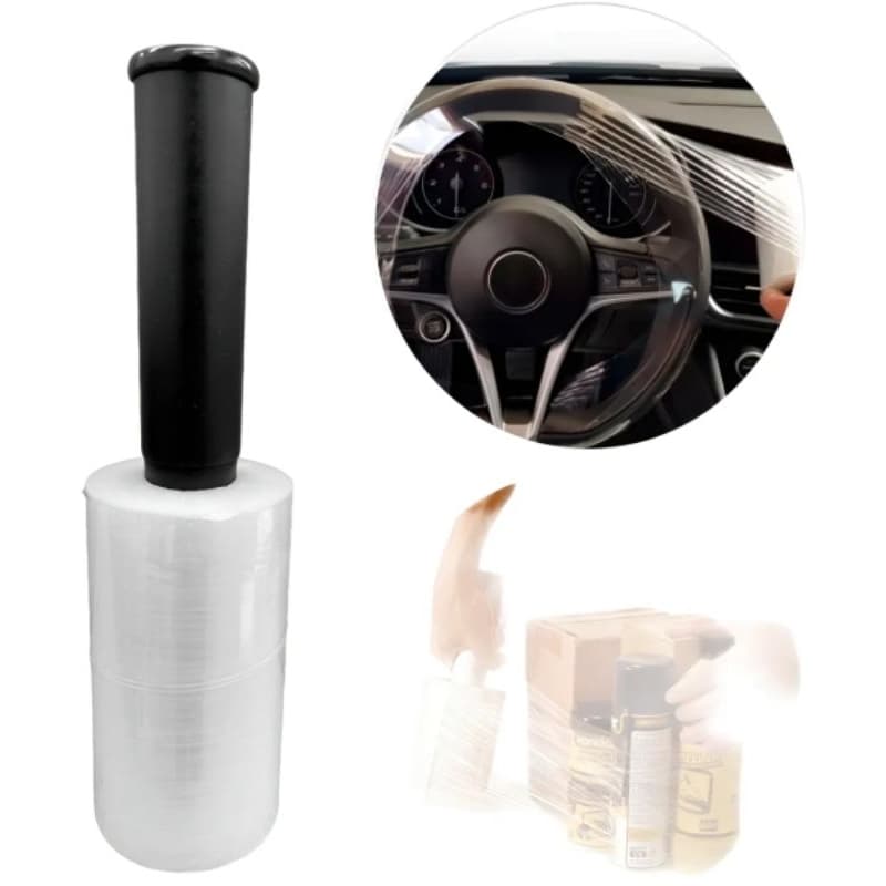 Filme Stretch 10cm Largura X 100m Comprimento Embala Tudo com Cabo Adaptador Giratório.