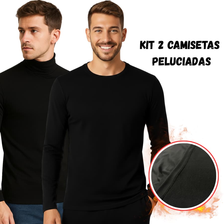 Kit 2 Camisetas Térmicas Masculina Gola Redonda E Gola Alta Inverno Frio Viagem