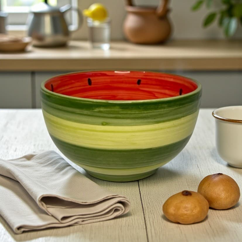 Bowl Tigela Melancia Para Cozinha Sobremesas 600ml Feito em Ceramica