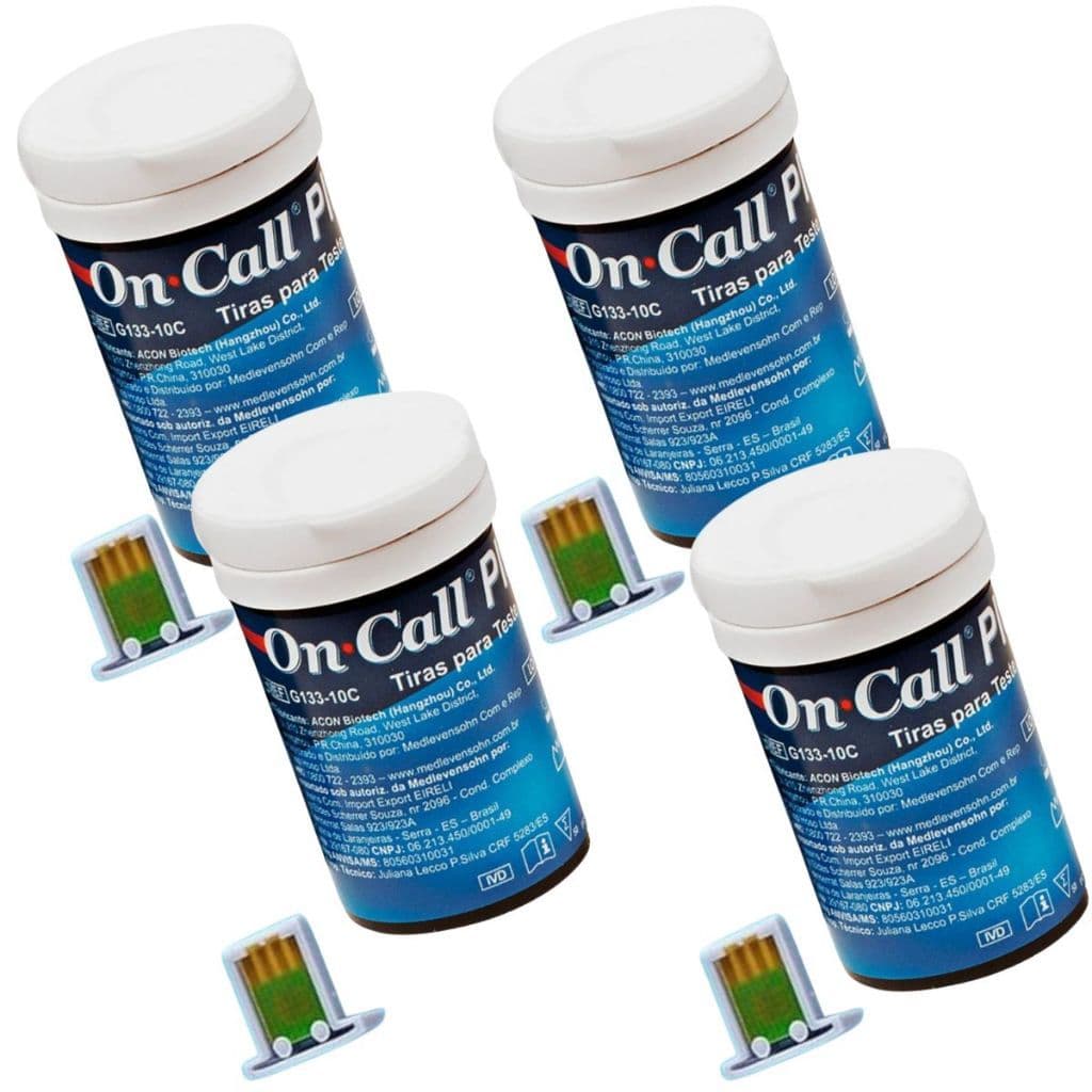 200 Tiras Medir Glicose On Call Plus II Tiras para medir a glicemia