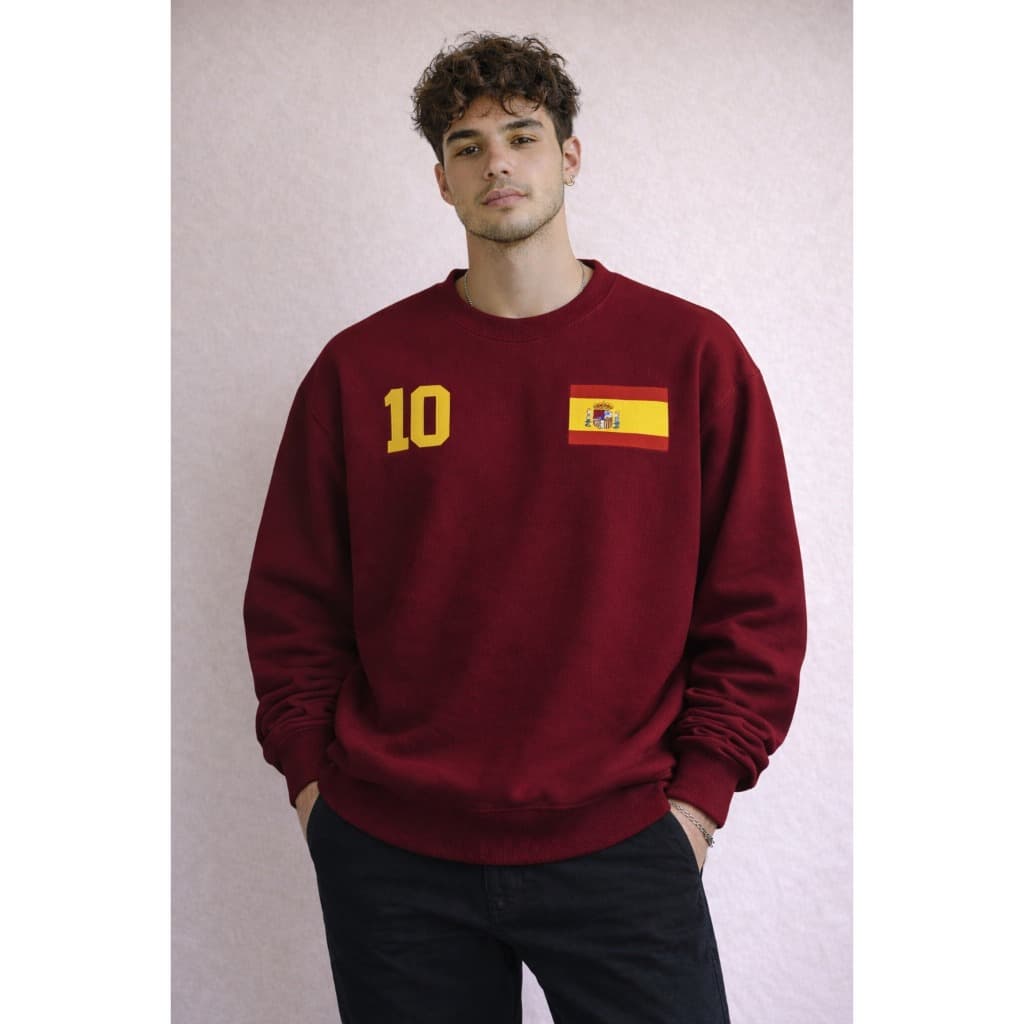 POLAR BEAR Moletom Careca Gola Redonda Blusa De Frio Casual Algodão Copa Do Mundo Unissex Espanha 10
