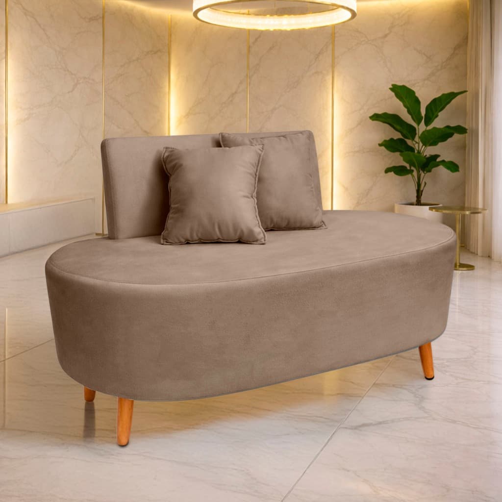 Sofá  Orgânico Curvo Visammer 02 Lugares Feijão Tecido Veludo Namoradeira Para Sala  Largura 1,15 Cm