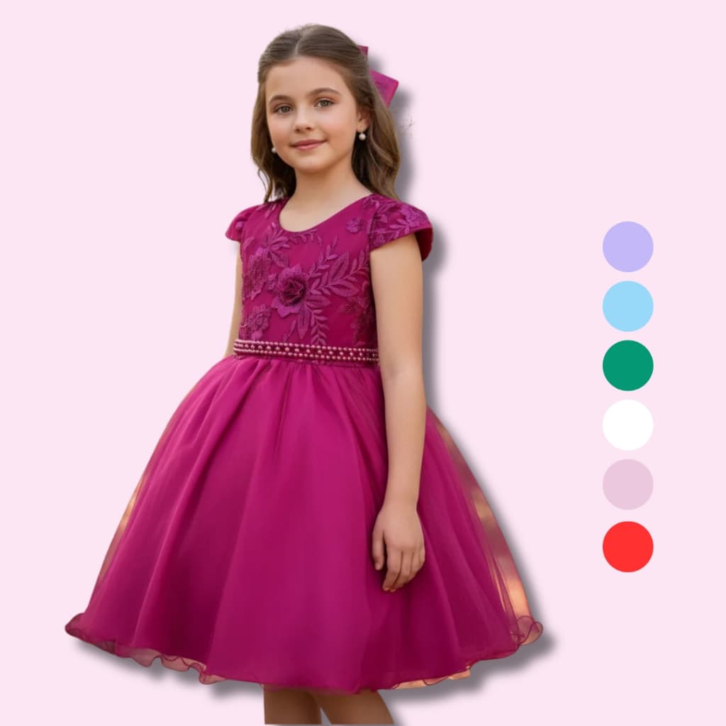 Vestido Juvenil Princesa Bordado Casamento Batizado Curto