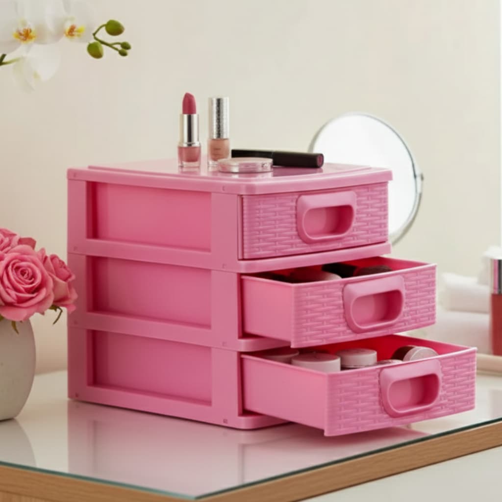 Porta Tudo Gaveteiro Organizador de Mesa 3 Gavetas p/ Casa, Escritório, Material de Costura, Porta Joias