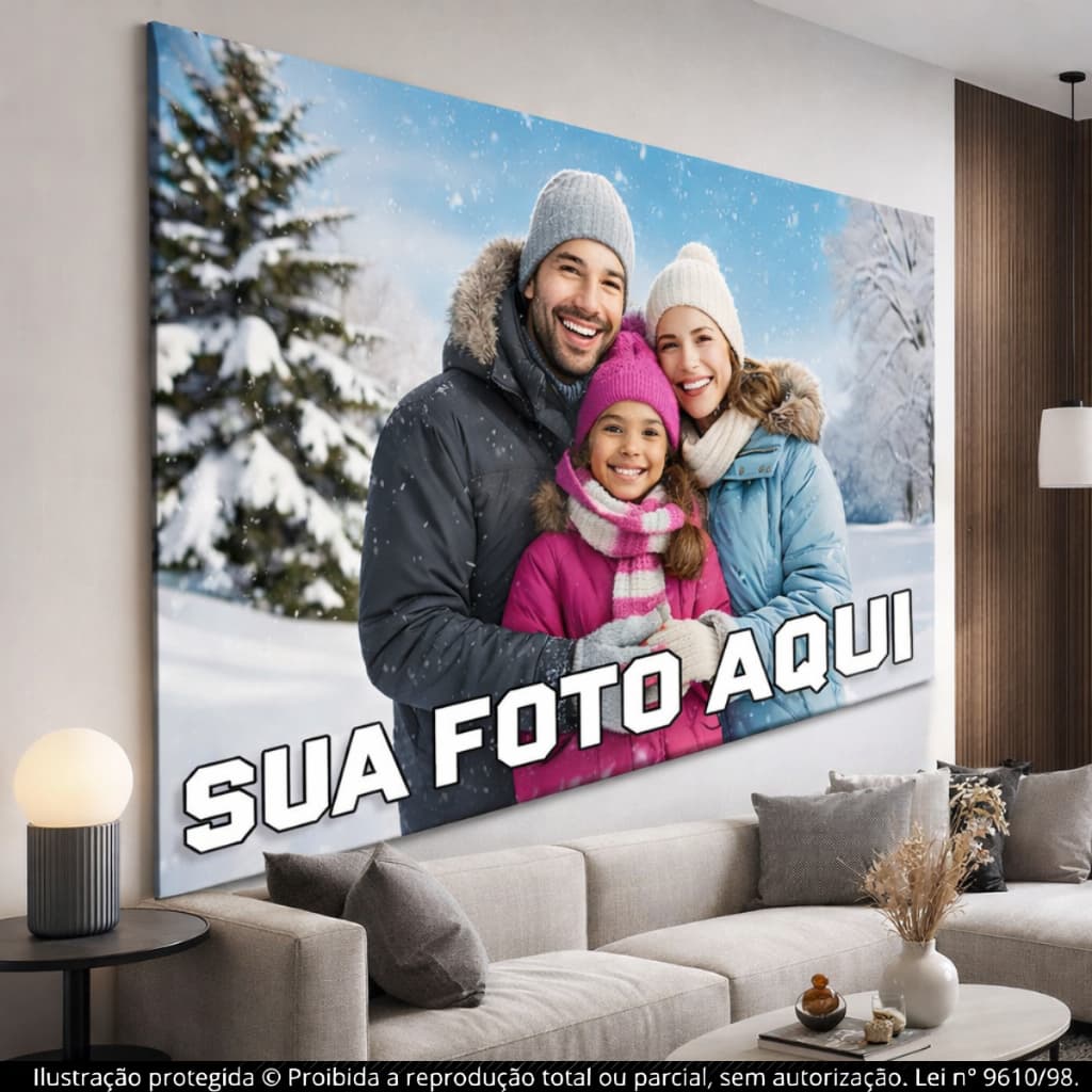 Quadro Grande Com Foto Personalizada 90x70 cm Casal Casamento Família Aniversário Casa Sala Quarto