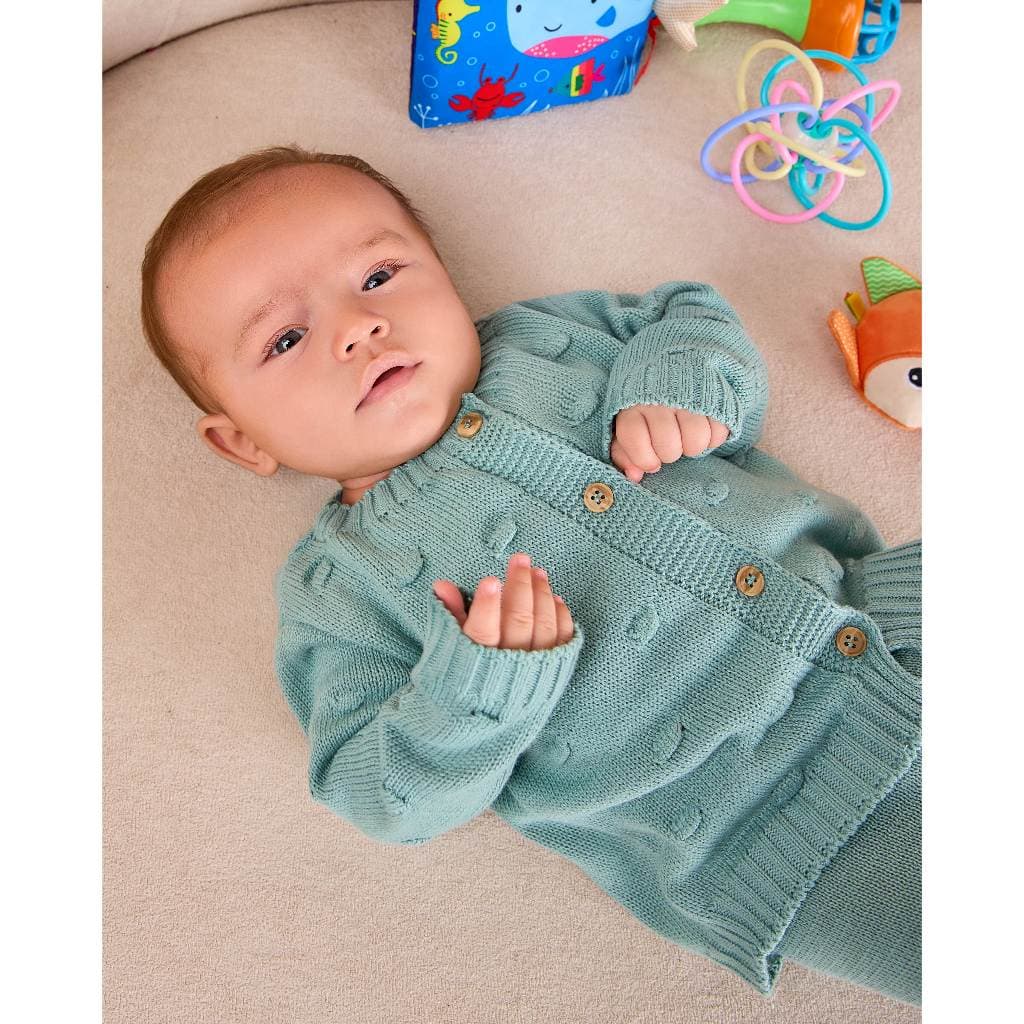 Casaquinho Casaco de Frio Tricot Antialérgico com Botões Lã Menina Menino Bebê