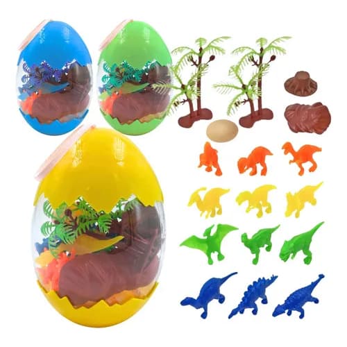 Brinquedo Infantil Dinossauro Choca Ovo Surpresa - 12 Dinossauros e 6 Acessórios