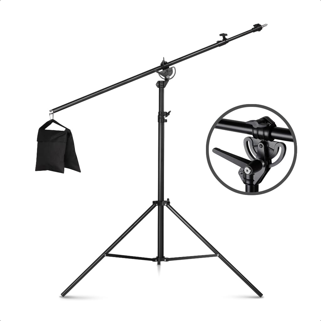 Tripé Girafa Profissional para Iluminação com Braço Ajustável Uso em Estúdio Fotos e Vídeos