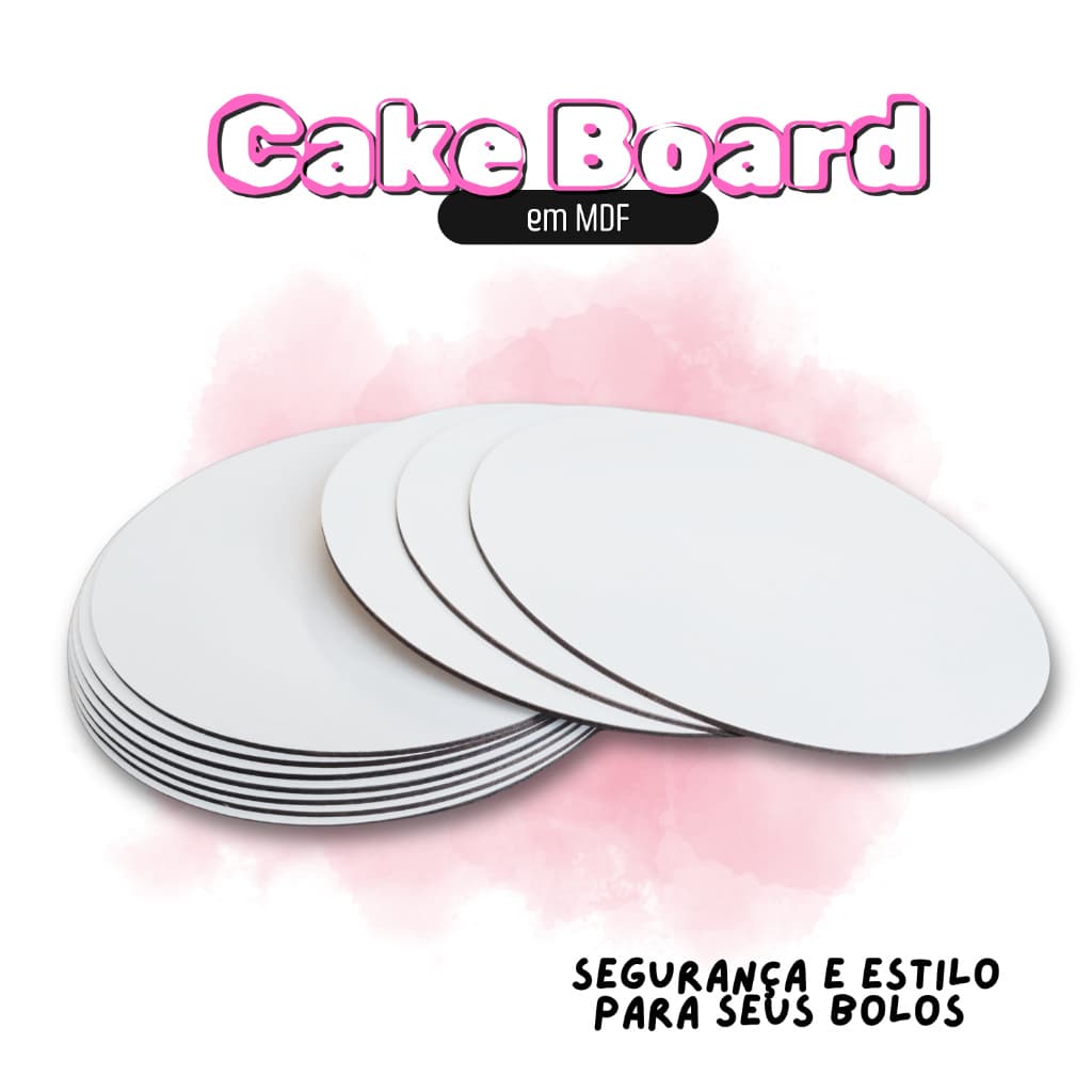 Kit 10 Cake Board 25cm Tabuleiro Bolo Em Mdf 3mm Redondo