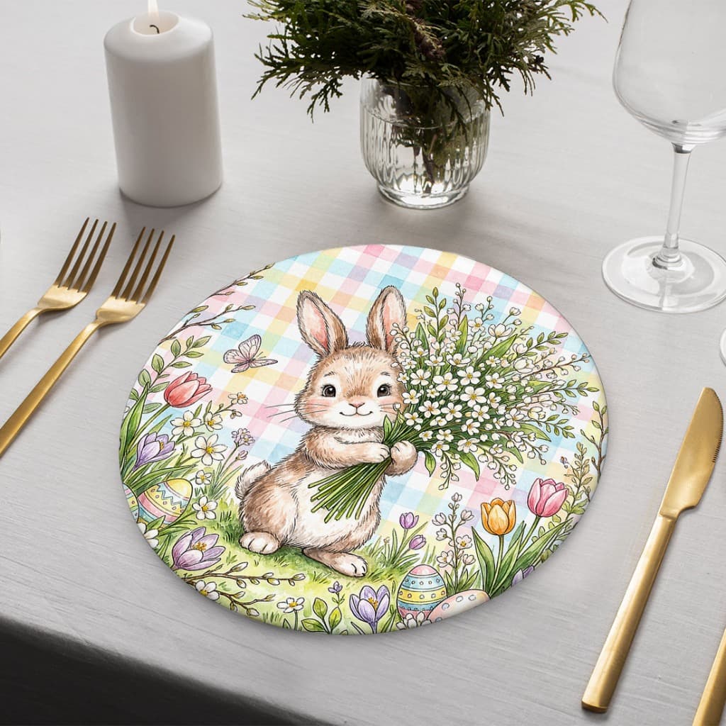 Kit 8 Capas de Sousplat Tecido Sublimado 35Cm de Diâmetro Páscoa