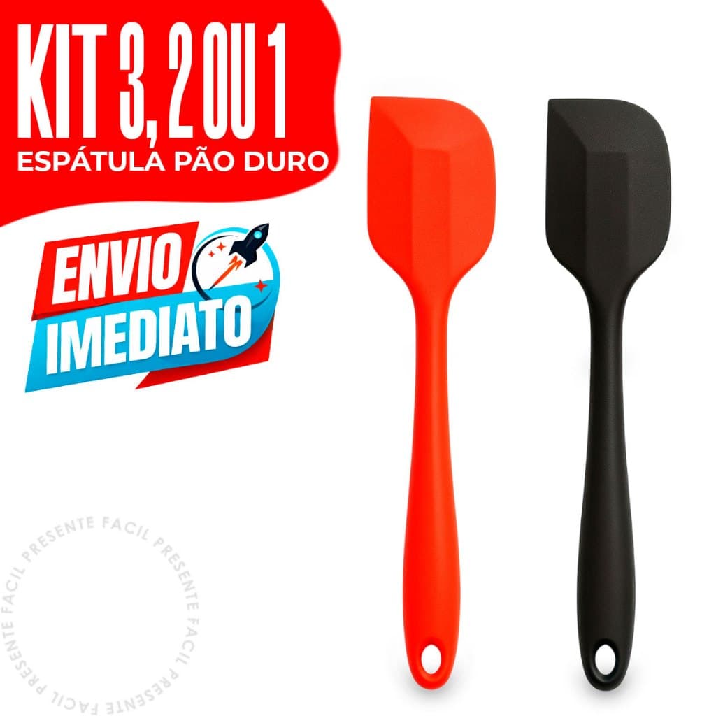 Kit 3, 2 ou 1 Espátula Pão Duro Raspadora Silicone 27cm Resistente Casa Cozinha Buffet Confeitaria