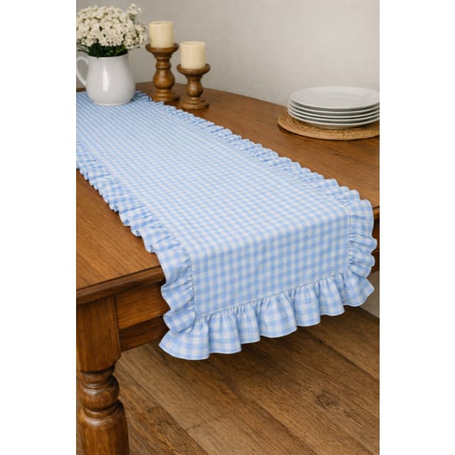 Caminho de Mesa de Babado Algodão Decorativo Clássico