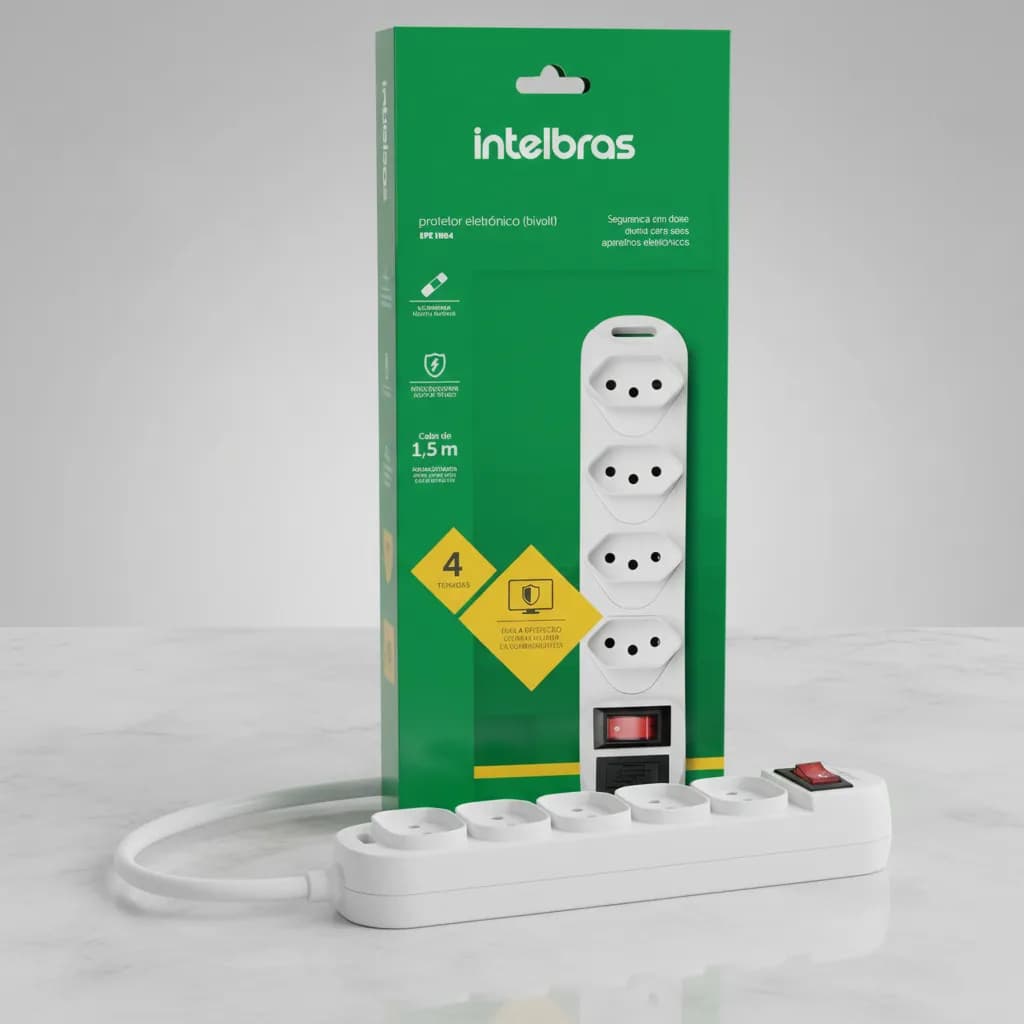 Filtro de linha Protetor Eletrônico Régua Intelbras Com 4 Tomadas Epe 1004