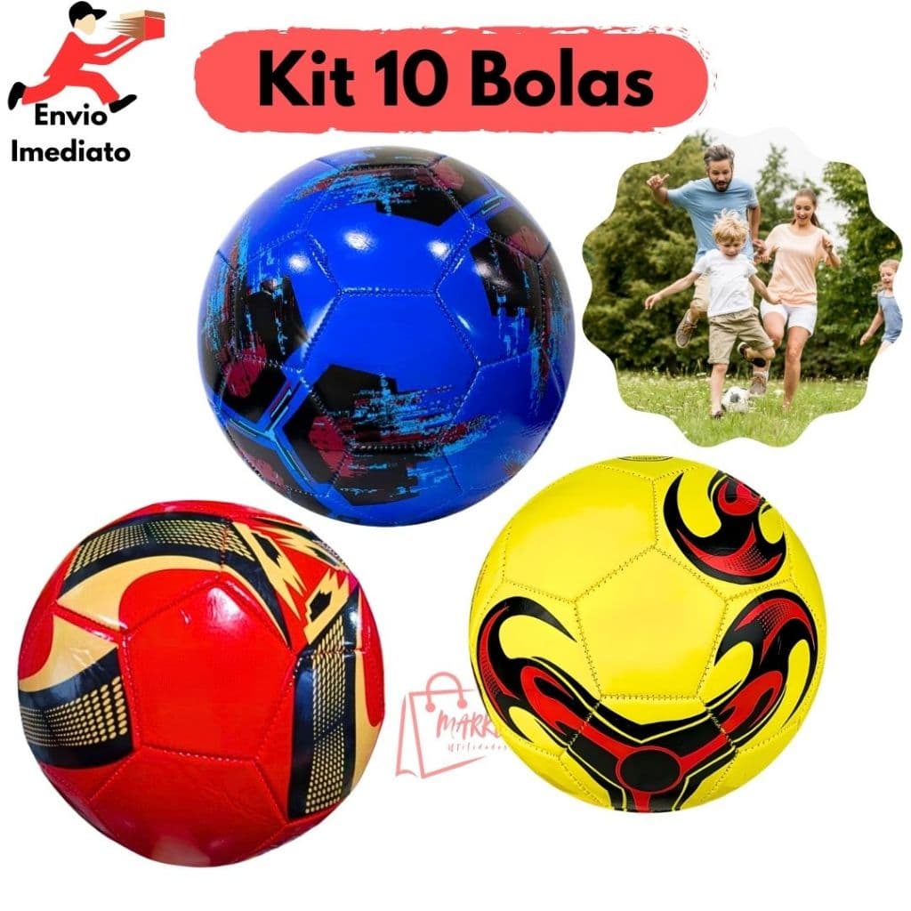 Kit 10 Bolas De Campo Numero 5 PVC Cores Sortidas Jogo Futebol Garantido Esporte Diversão