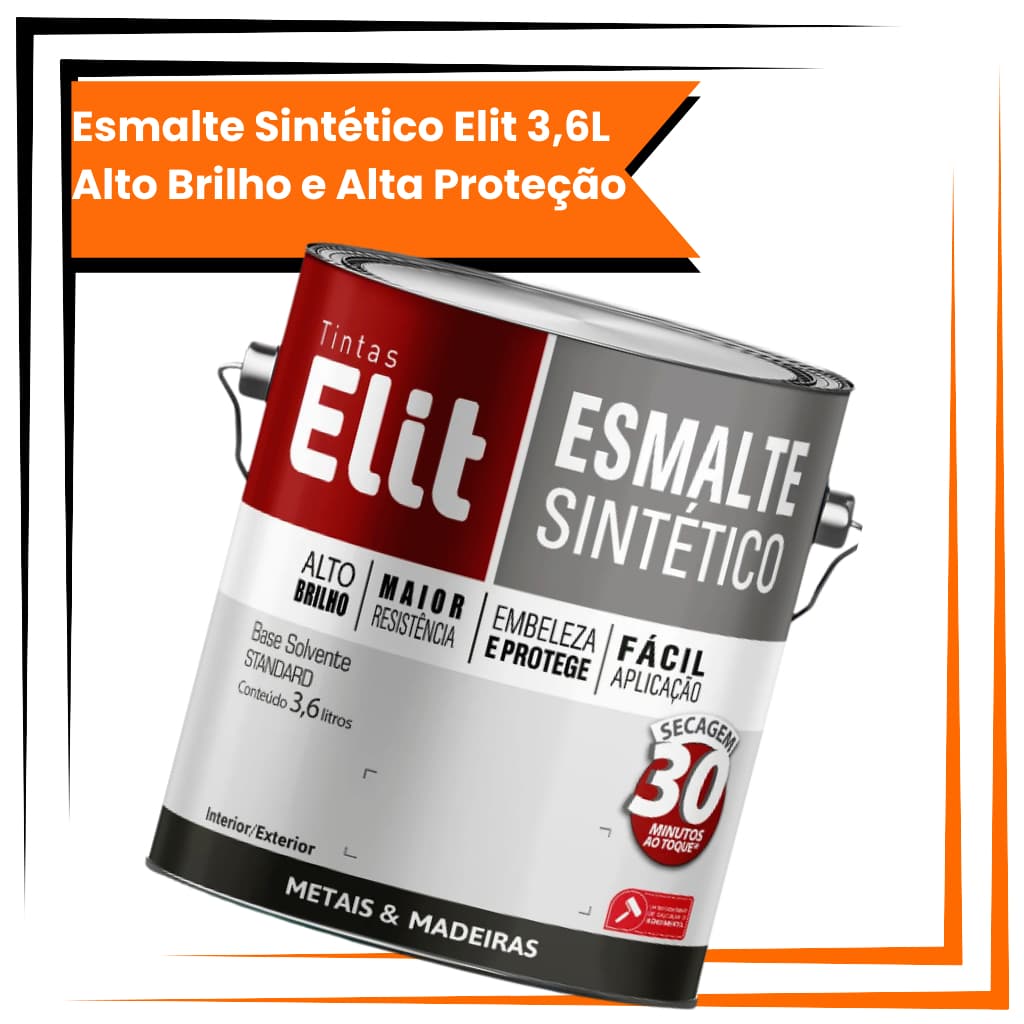 Esmalte Sintético Elit 3,6L Alto Brilho para Metais e Madeiras