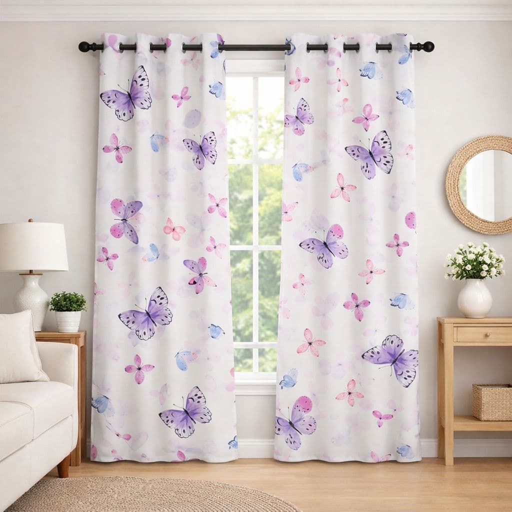 Cortina 2,00 x 2,50 Borboleta Decoração Moderna Para Sala Quarto Luxo Linda