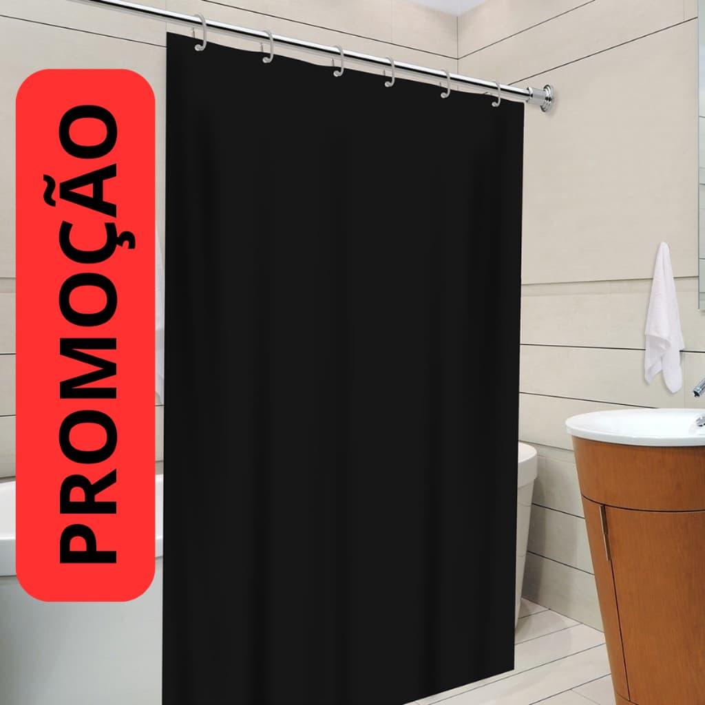 Cortina De Box Sem Visor Em PVC Para Banheiro Impermeável Com Ganchos AntiMofo