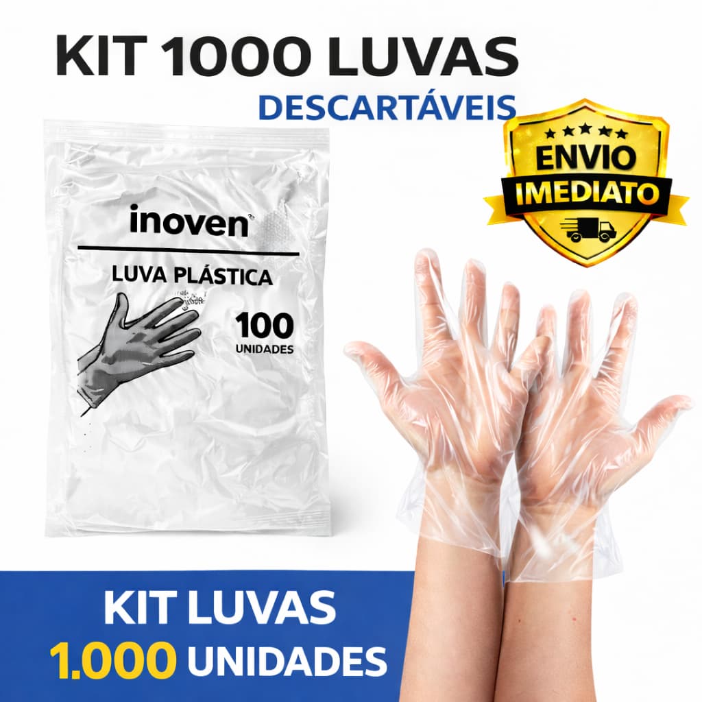 Luva Plástica Descartável Inoven  até 10000  unidades Higiene Culinária e Limpeza