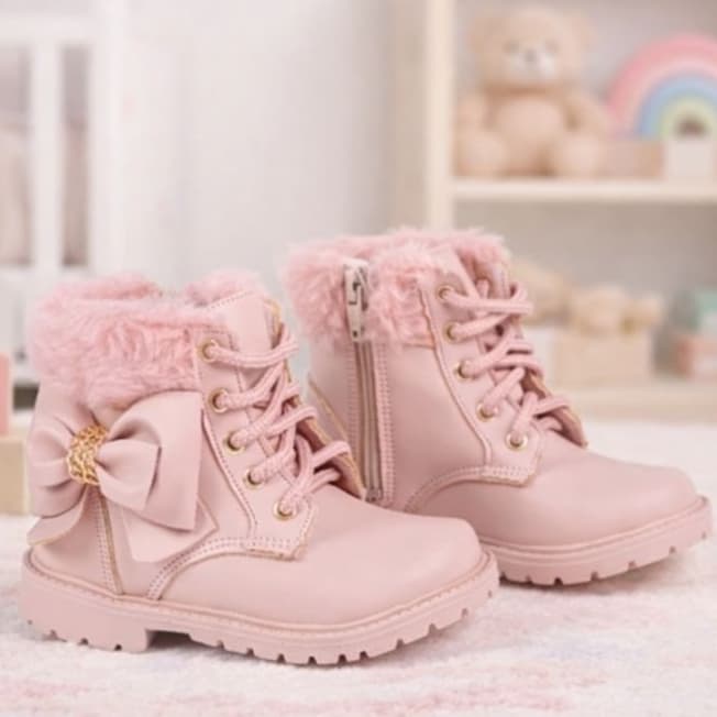 Bota Coturno Feminino Modelo Laço Botinha Menina estilo Blogueirinha Confortável e leve