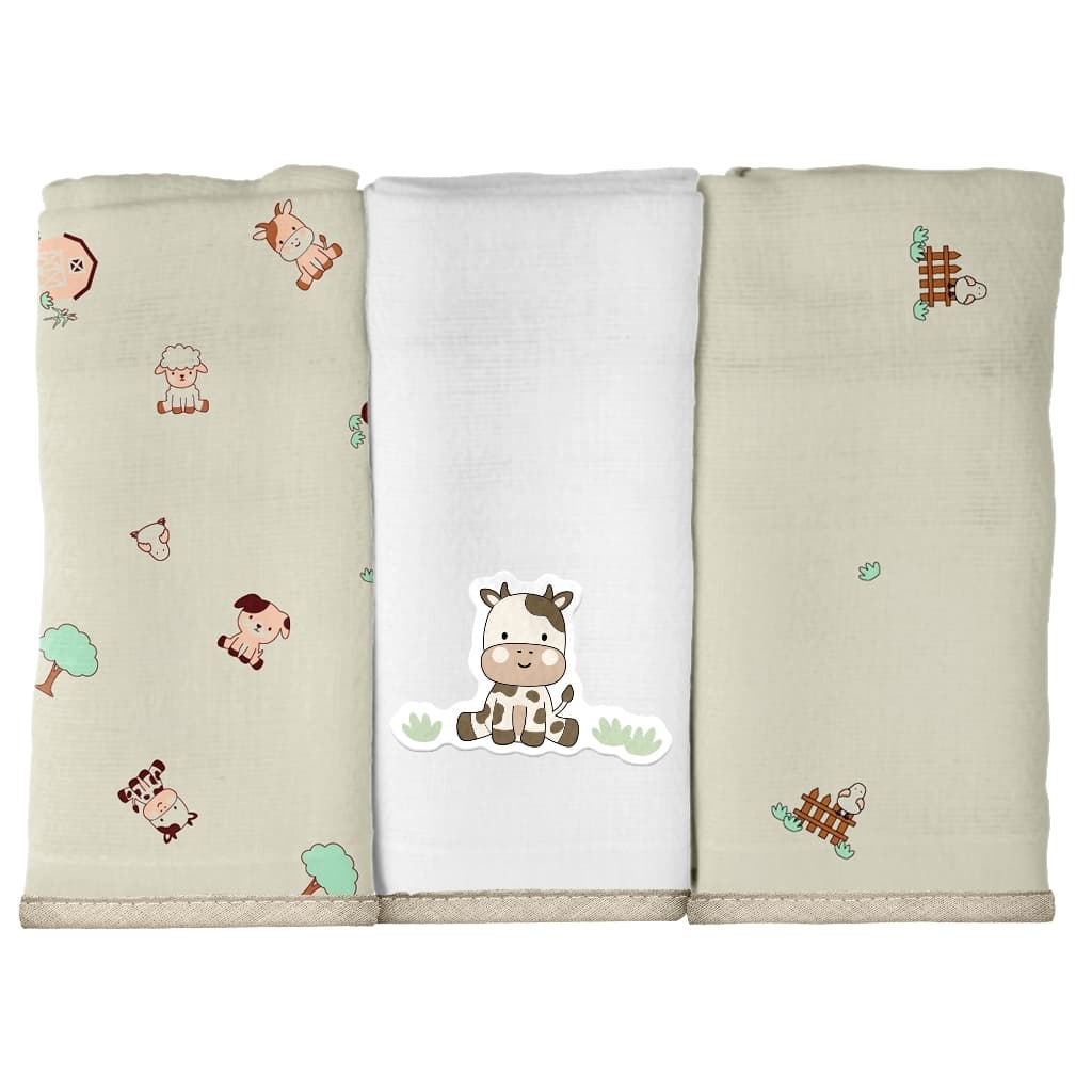 Pano de boca Malha 100% Algodão Fio 30 C/3 Un. Bublim