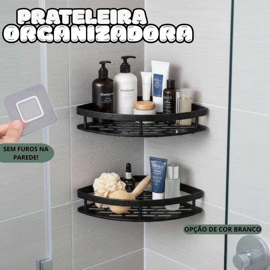 Prateleira Organizadora de Parede com Fixação Adesiva e Alta Resistência para Banheiro e Cozinha