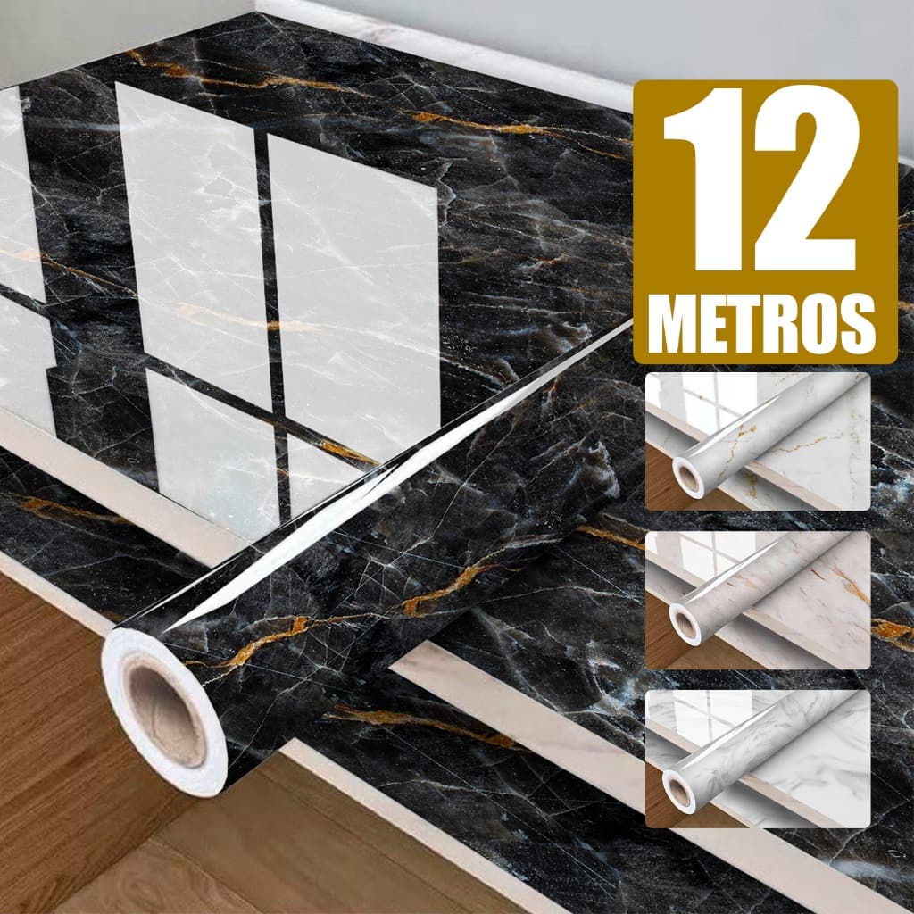 Papel de Parede Mármore 15m – Adesivo Vinílico Lavável | Decoração Moderna + Frete Rápido