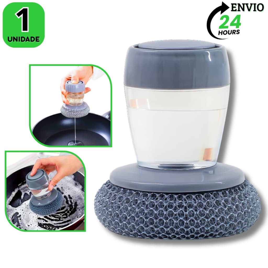 KIT 1 Esponja de Aço para Louça e Panela com Dispenser de Detergente – Limpeza para Cozinha e Fogão