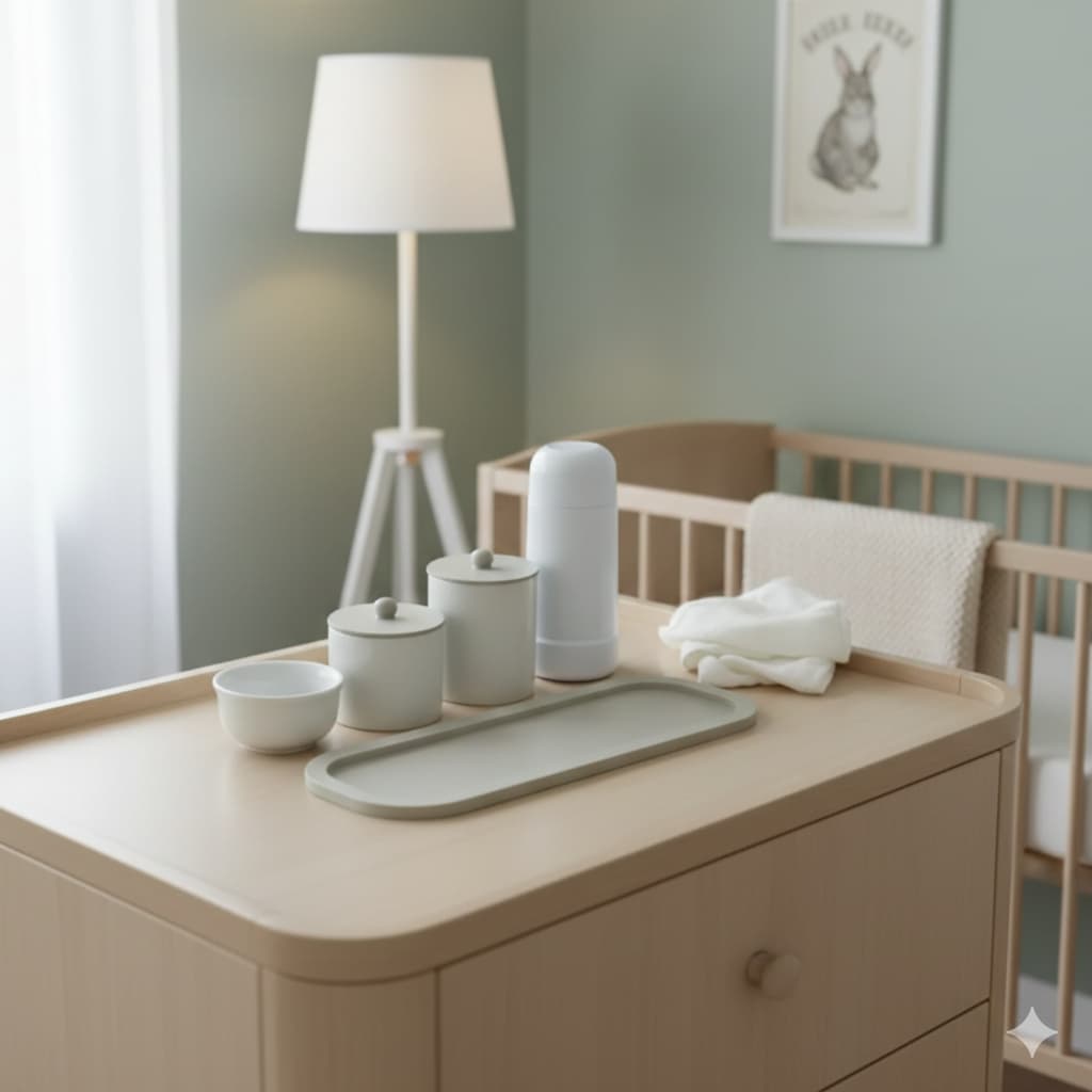 Kit Higiene Bebê Moderno Porcelana Térmica Banho Quarto Menina Menino Bancada K200