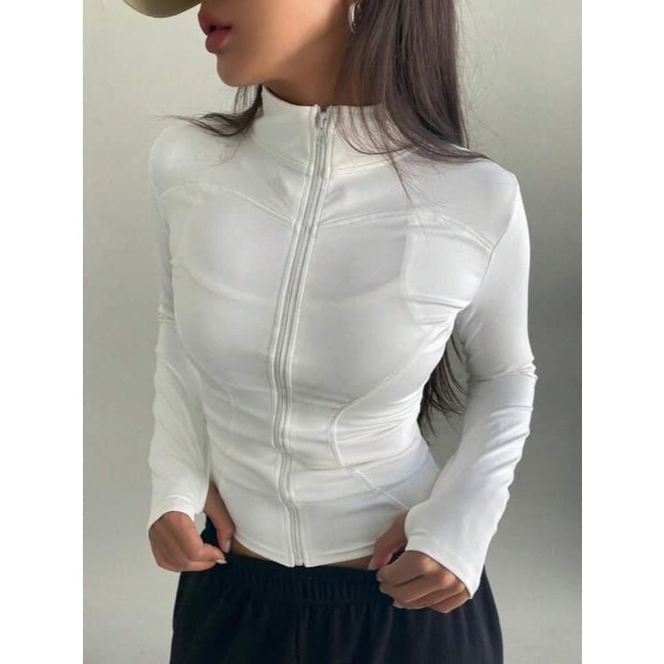 blusa feminina de academia manga longa gola alta academia suplex  inverno moda  casaco fitness yoga corrida