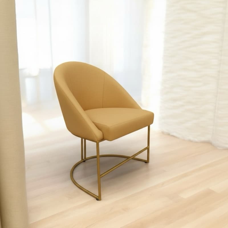 Cadeira LUA Poltrona confortável base de ferro dourada ou preta para sala ou cozinha decoração mesa