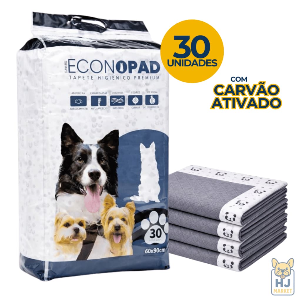Kit 90/60/30 Tapete Higiênico Premium Descartável Com Carvão Ativo de Bambu Inibidor de Odores EconoPad