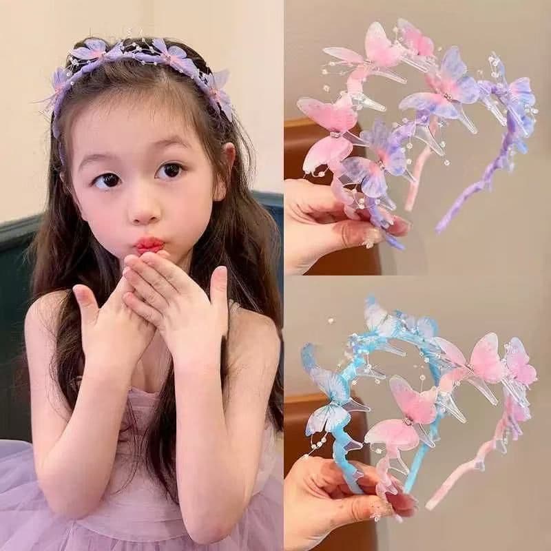 Tiara Infantil Borboletas Coloridas | Acessório de Cabelo Menina | Arco Princesa Festa Aniversário Fantasia