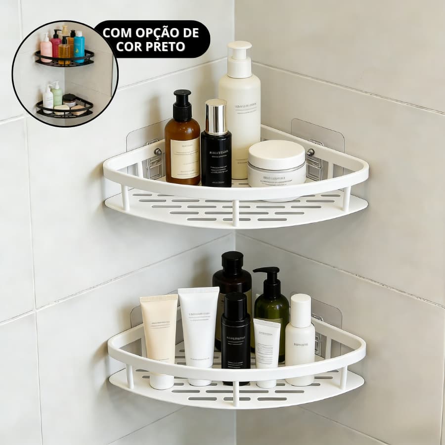 1/2 PEÇA Prateleira Organizadora de Parede com Suporte Adesivo de Alta Resistência para Banheiro