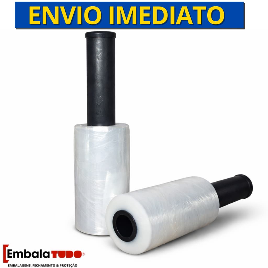 kit 2 Filme Stretch 10X100 metros com aplicador giratorio bobina virgem Fita tudo mala e volante