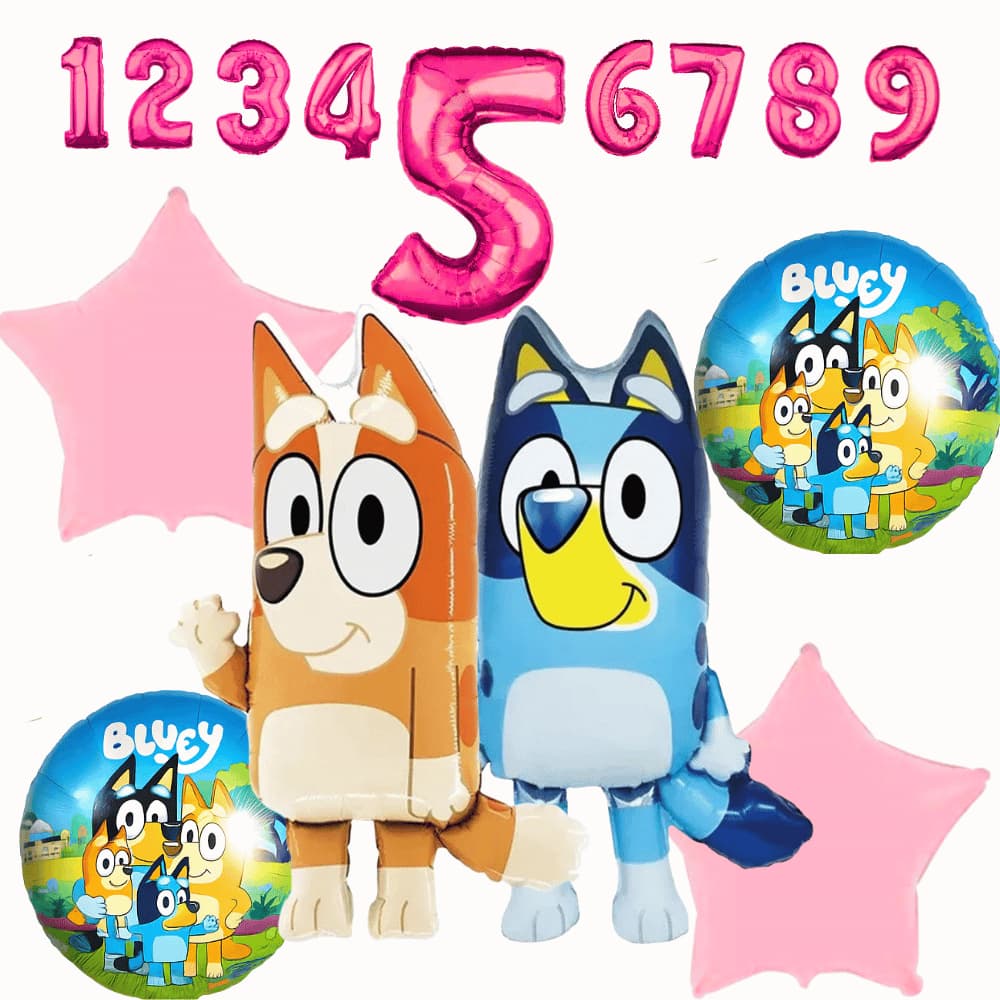 Kit Balões Numero Idade Blue e Bingo Festa Aniversário Rosa