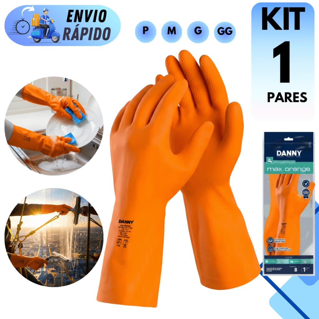 LUVA LATEX REFORÇADA COM PROTEÇÃO QUÍMICA ANTIDERRAPANTE LIMPEZA MANUTENÇÃO SEGURANÇA COM CA EPI