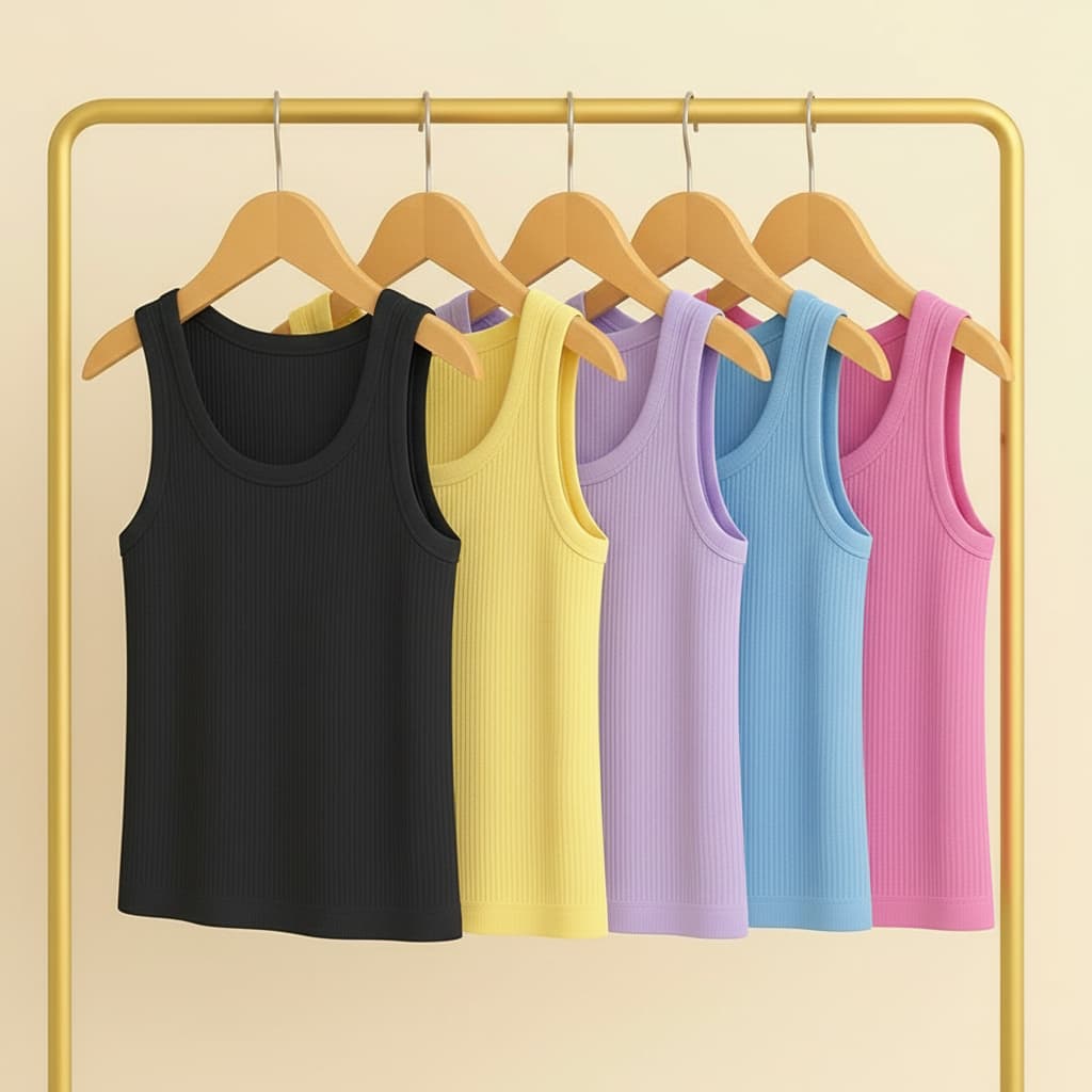 KIT 5 Regatas Caneladas Femininas | P ao GG | Material Premium