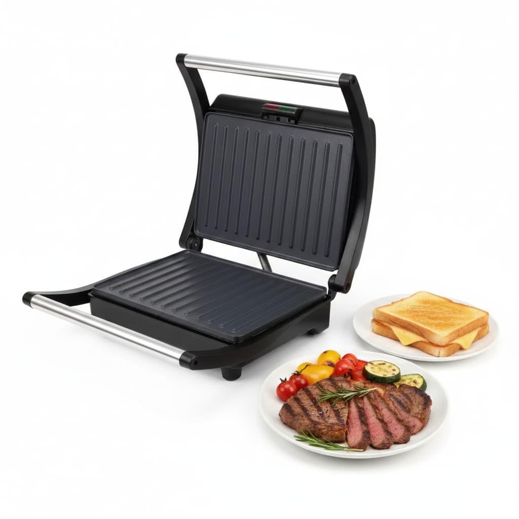 Grelhador E Sanduicheira Elétrica Inox 750W Bak Antiaderente 127V Gourmet BK-GRL750