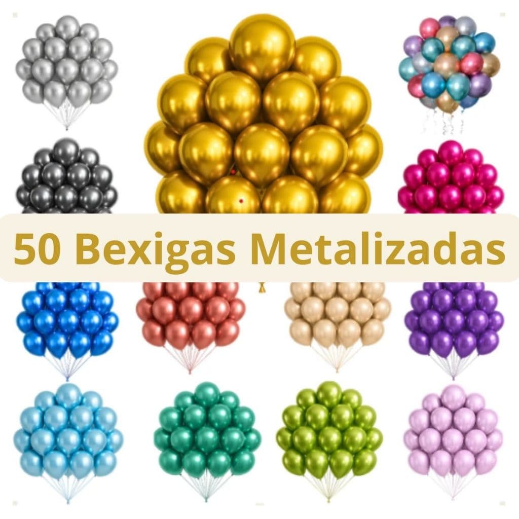 50 Unid Bexiga Cromada 10 Polegadas Grande Balão Metalizado Festas Decoração Aniversário Casamento