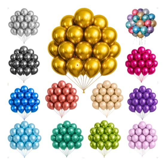 25~50 Bexiga Metalizada 10 Polegadas Balões Cromados Aniversário,  Festas em Geral Preço de Atacado