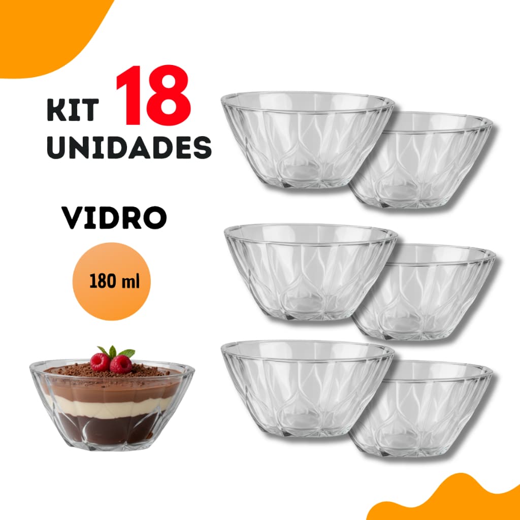 Tigela de Sobremesa Vidro Bowl Grande 180ml Toffe Rocks Sorvete Petiscos Doces