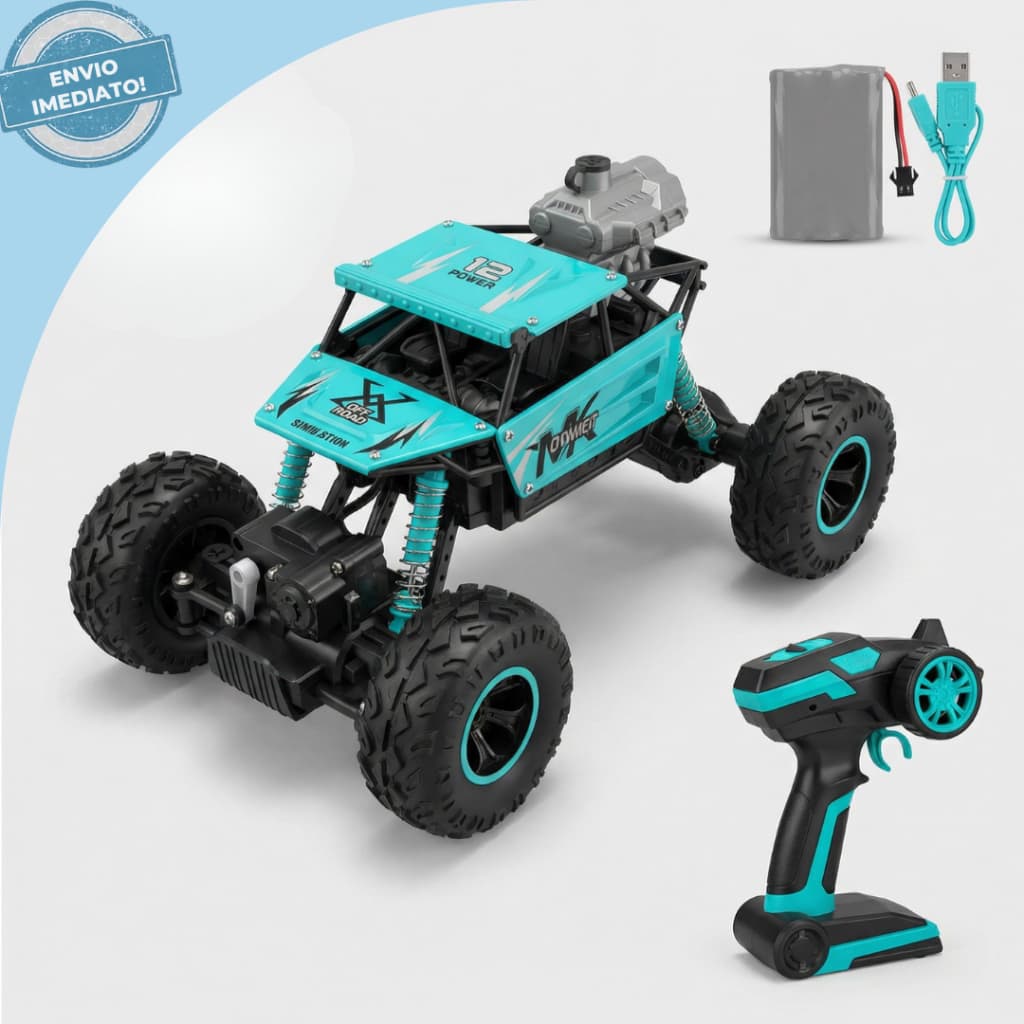 Carrinho de Controle Remoto 4x4 Recarregável USB Anda Na Terra Jeep Off Road