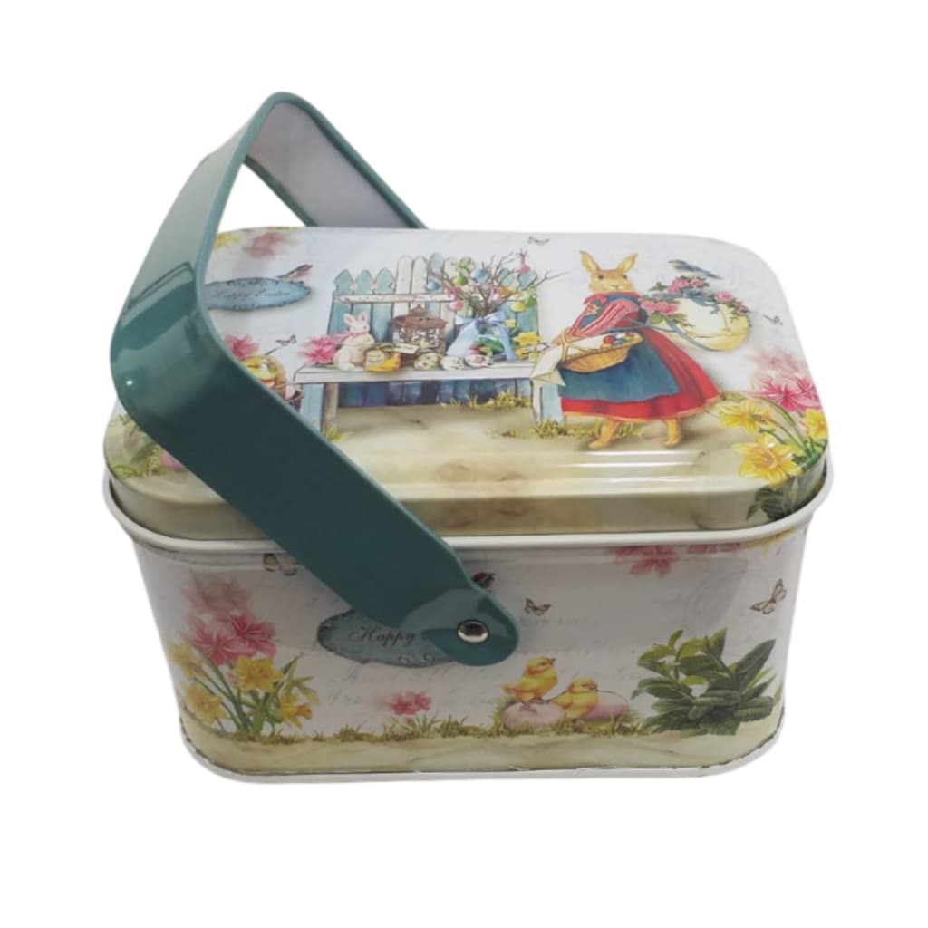 Lata Metal Retangular Alça de Páscoa 10,5x8x6cm Unidade