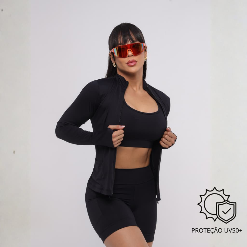 Blusa Térmica Feminina UV50 Protetor Solar - Camisa Manga Longa Zíper Para Moto e Praia