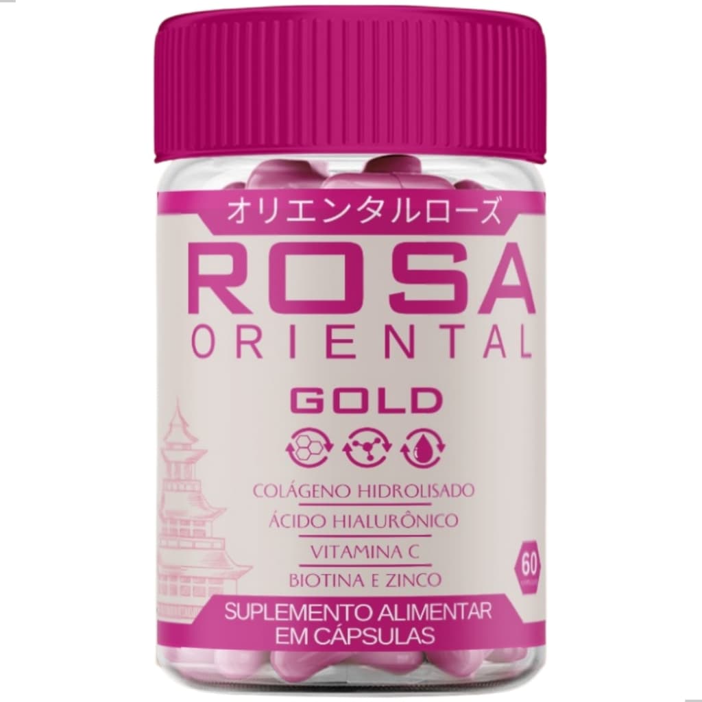 Rosa Oriental Original 60 Caps Loja Oficial Colágeno Hidrolisado E Ácido Hialurônico