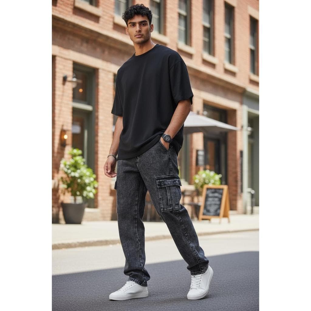 Calça cargo jeans masculina estilo skatista original promoção