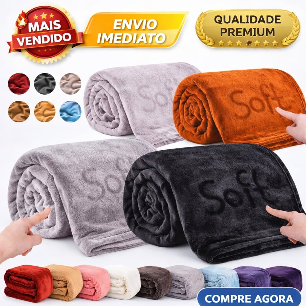 Coberta Manta Microfibra Para Casal 1.80x2.00 Quentinhas