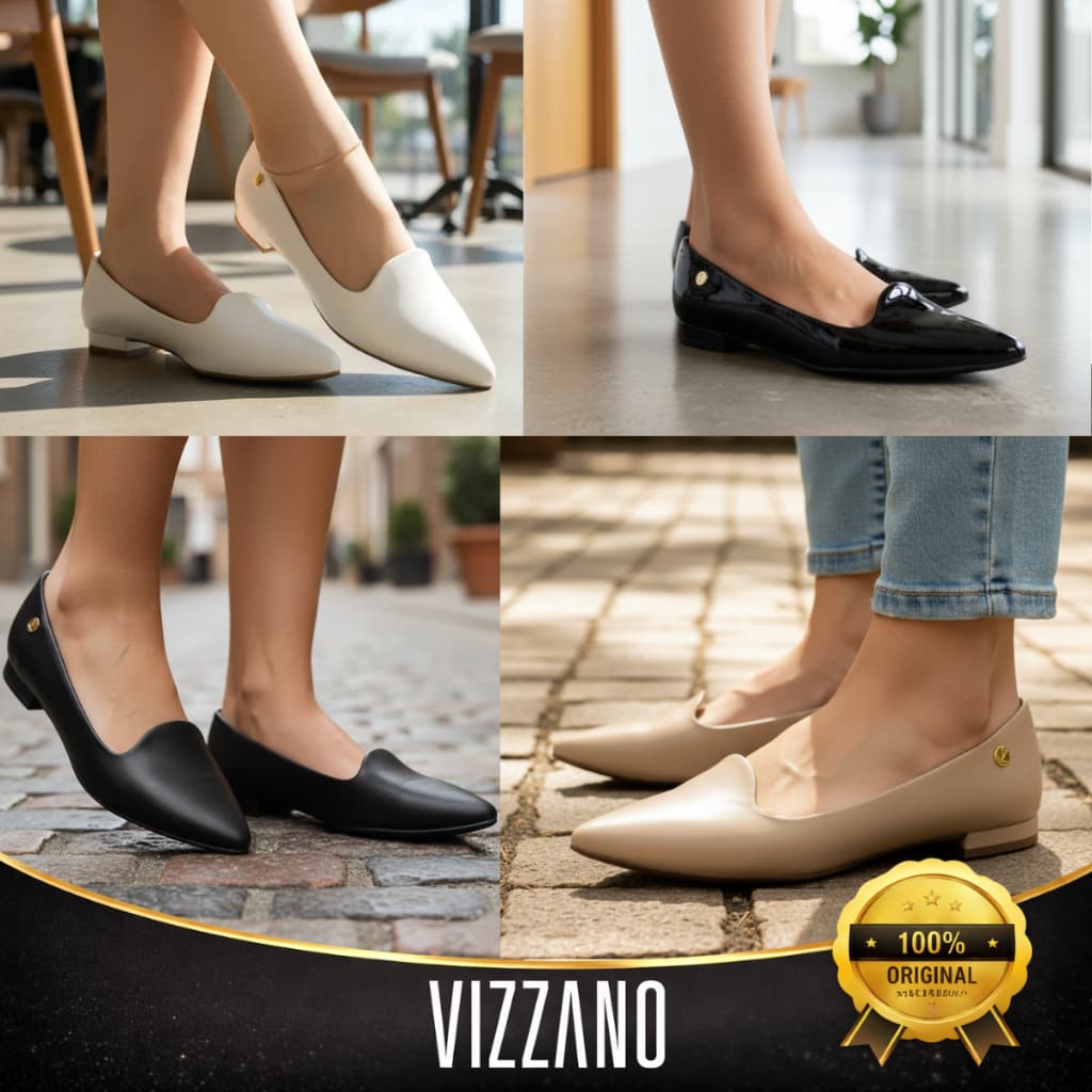 Sapatilha Vizzano Feminina Bico Fino Social Elegante Confortável